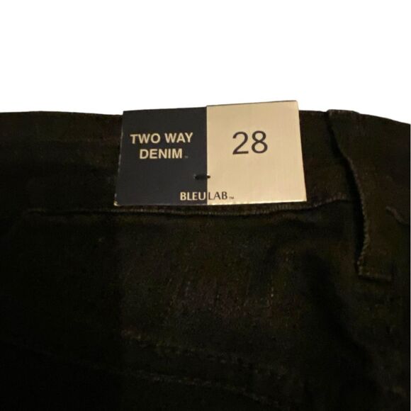 NWT SKINNY REVERSIBLE STRETCH BLACK | BLACK DISTRESSED BLEULAB MADE USA SIZE 28 - Picture 7 of 14